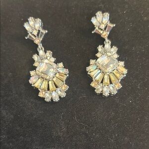 Chloe + Isabel Silver Crystal Drop Statement Earrings